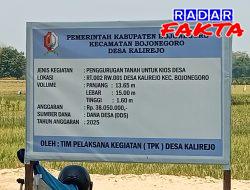 Proyek pengurugan tanah untuk kios di desa Kalirejo kecamatan Bojonegoro diduga gunakan tanah urug galian c ilegal