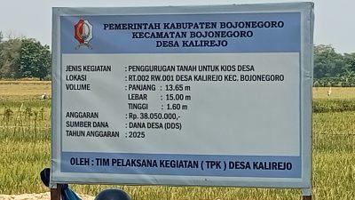Proyek pengurugan tanah untuk kios di desa Kalirejo kecamatan Bojonegoro diduga gunakan tanah urug galian c ilegal