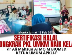 Ketua Umum APKLI-P: Sertifikasi Halal Dongkrak PKL UMKM Naik Kelas, Maju dan Unggul