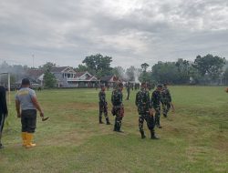 Sinergi TNI dan Pemerintah Kecamatan, 80 Personel Yonif 885 Terjun Kerja Bakti di Lapangan Dander